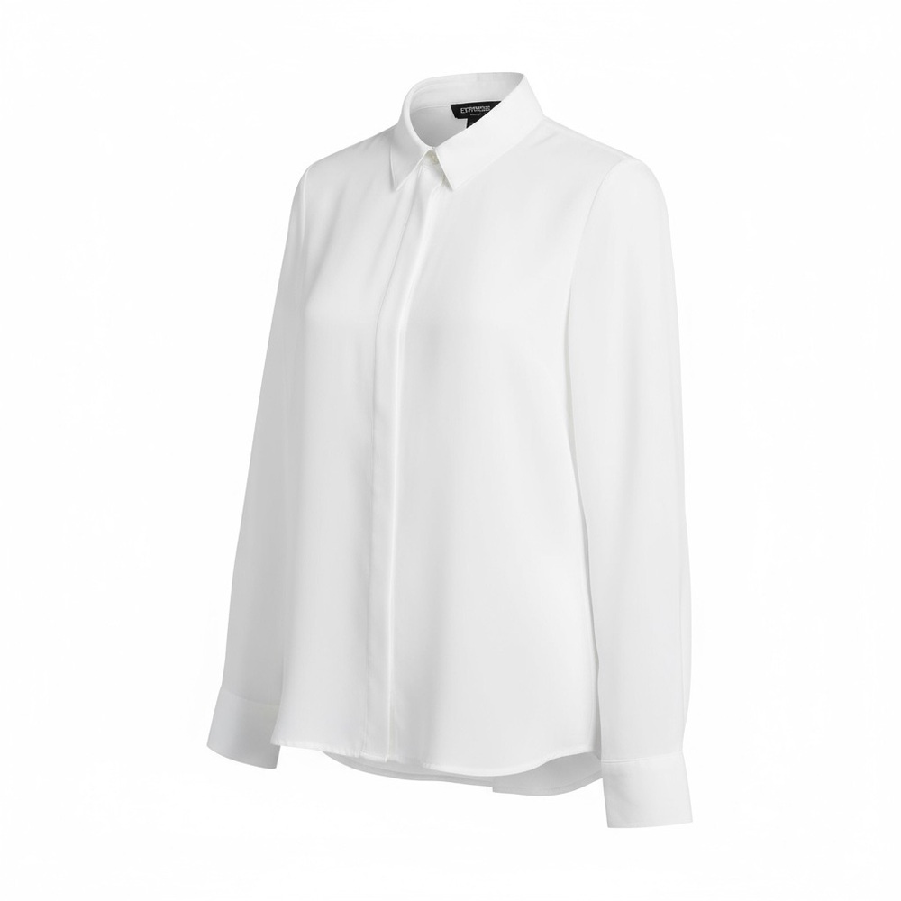 Express White Button-Down Collared Blouse